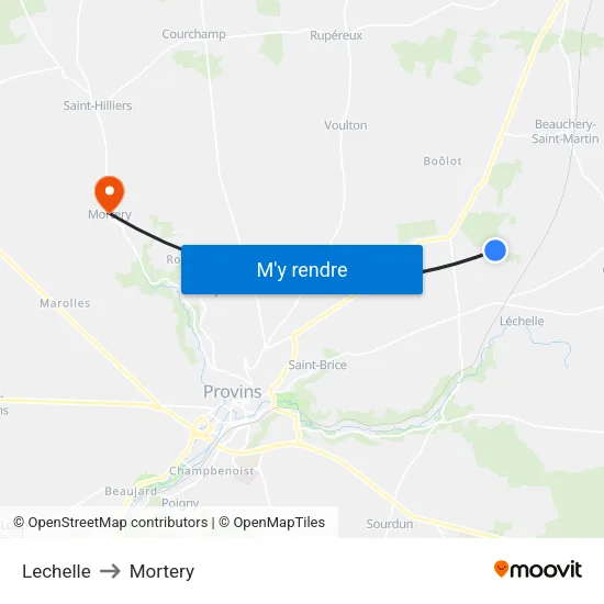 Lechelle to Mortery map