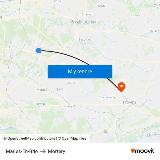 Marles-En-Brie to Mortery map