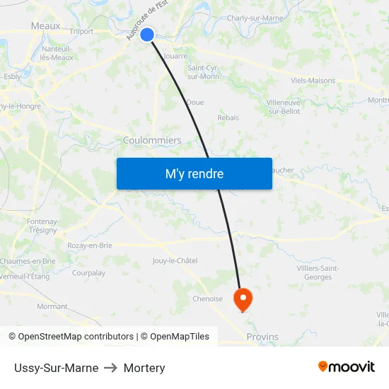 Ussy-Sur-Marne to Mortery map