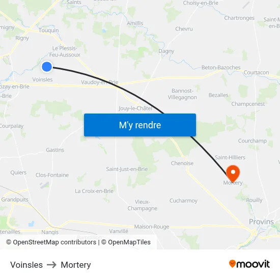 Voinsles to Mortery map