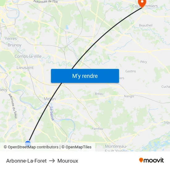 Arbonne-La-Foret to Mouroux map
