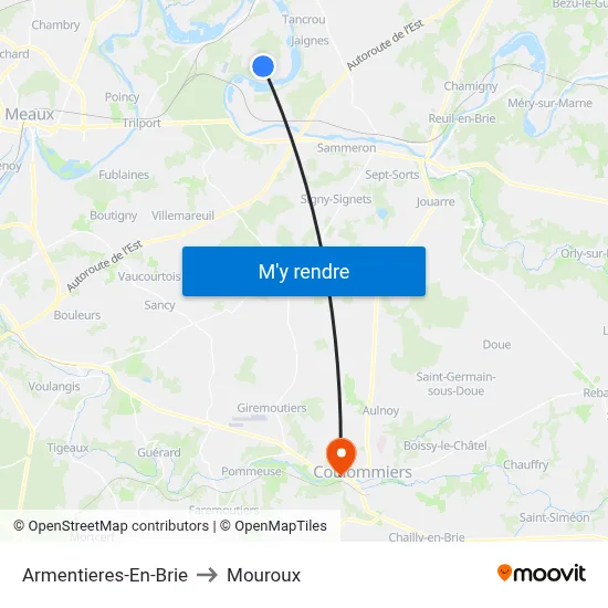 Armentieres-En-Brie to Mouroux map