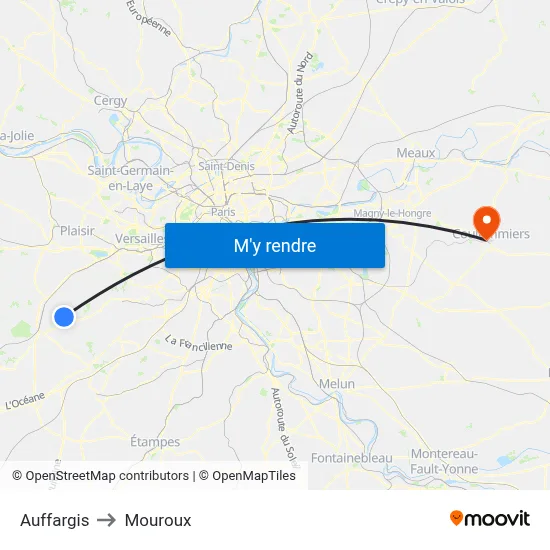 Auffargis to Mouroux map