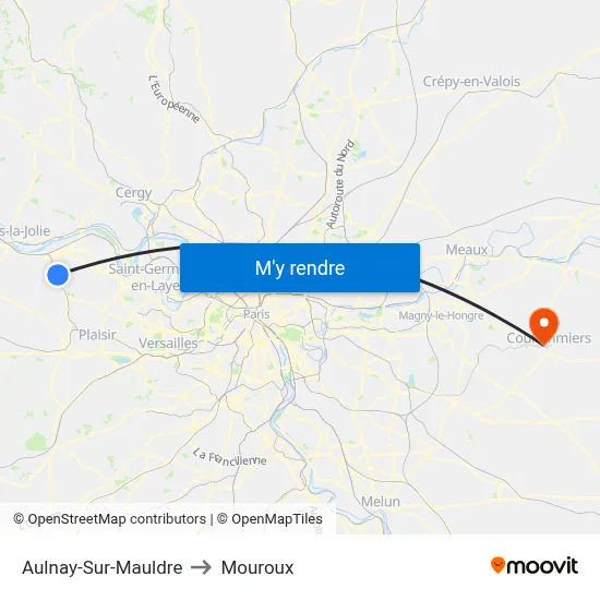 Aulnay-Sur-Mauldre to Mouroux map