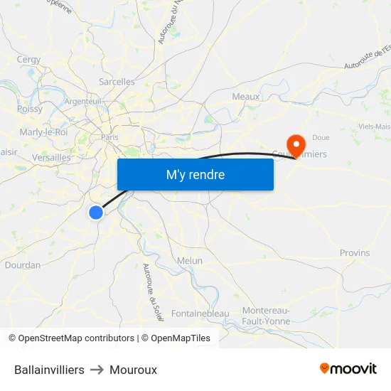 Ballainvilliers to Mouroux map