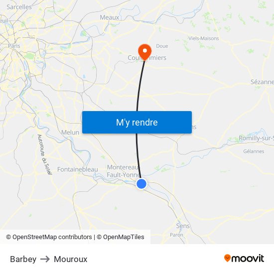 Barbey to Mouroux map