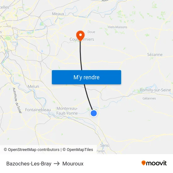 Bazoches-Les-Bray to Mouroux map