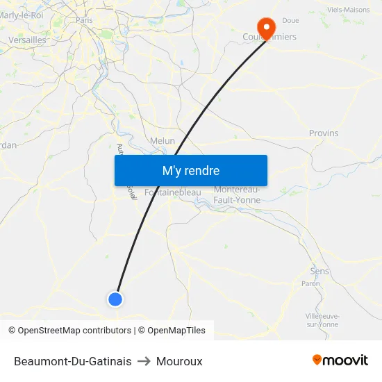 Beaumont-Du-Gatinais to Mouroux map