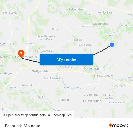 Bellot to Mouroux map