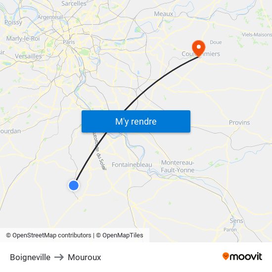 Boigneville to Mouroux map