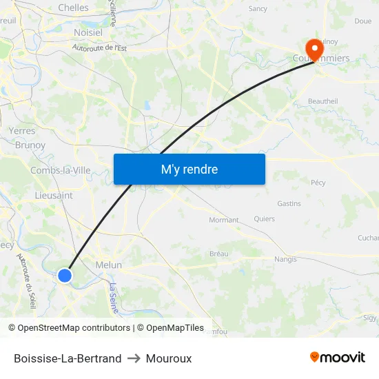 Boissise-La-Bertrand to Mouroux map