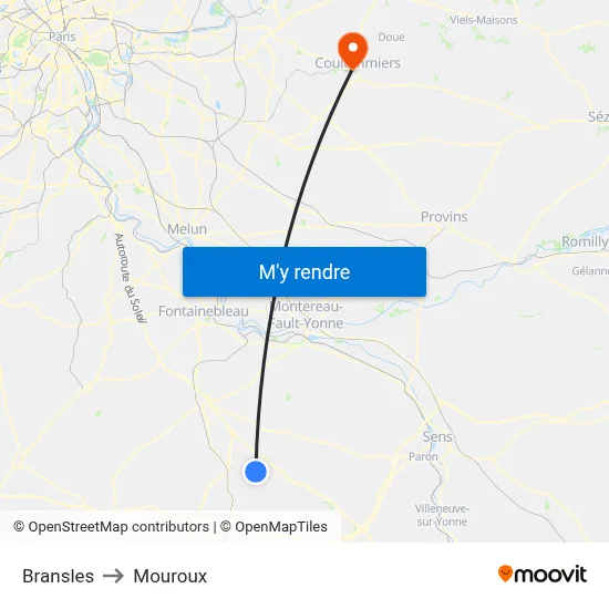 Bransles to Mouroux map