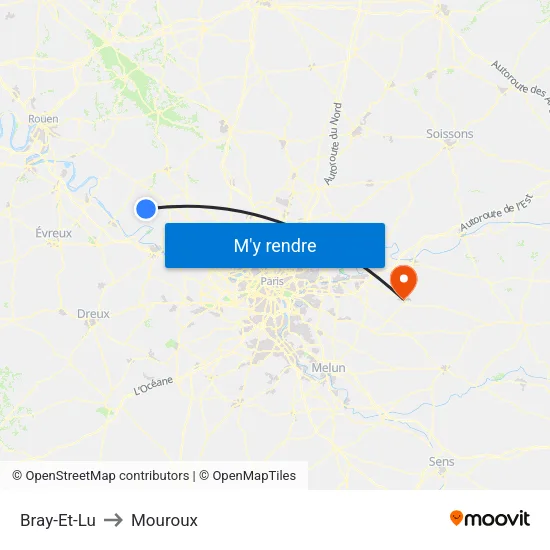 Bray-Et-Lu to Mouroux map
