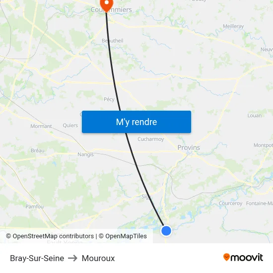 Bray-Sur-Seine to Mouroux map
