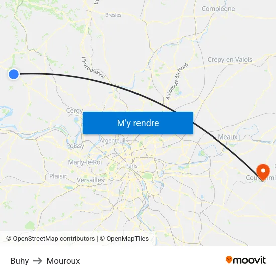 Buhy to Mouroux map