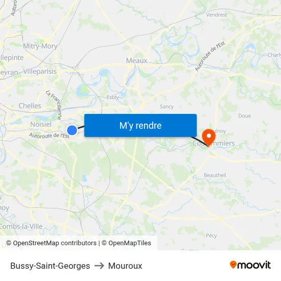 Bussy-Saint-Georges to Mouroux map