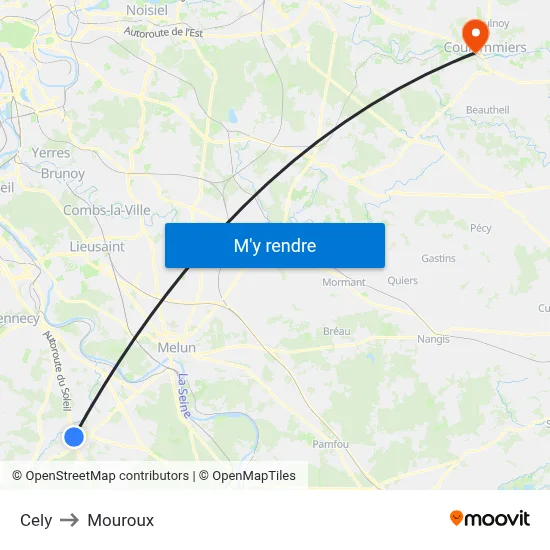 Cely to Mouroux map