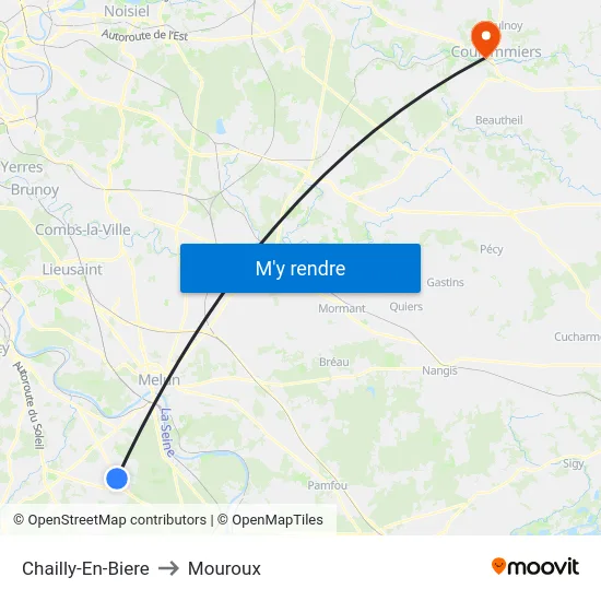 Chailly-En-Biere to Mouroux map
