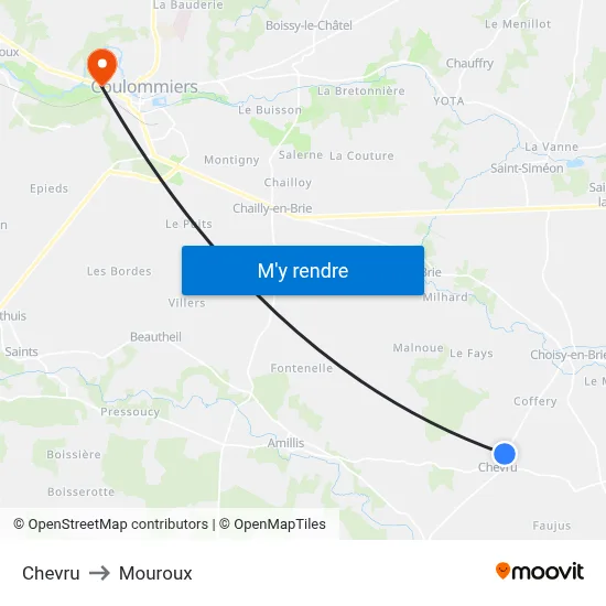 Chevru to Mouroux map