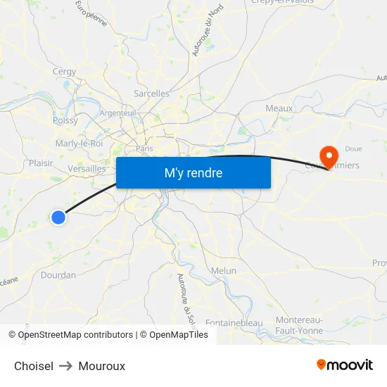 Choisel to Mouroux map