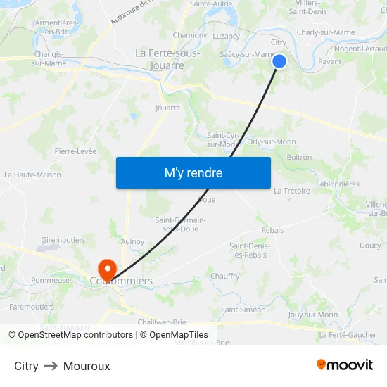Citry to Mouroux map