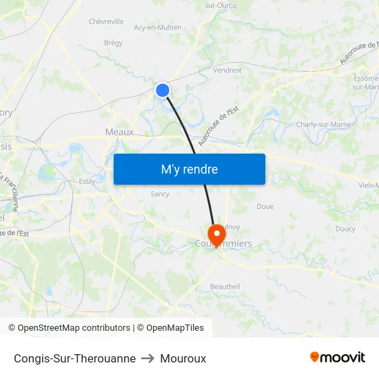 Congis-Sur-Therouanne to Mouroux map