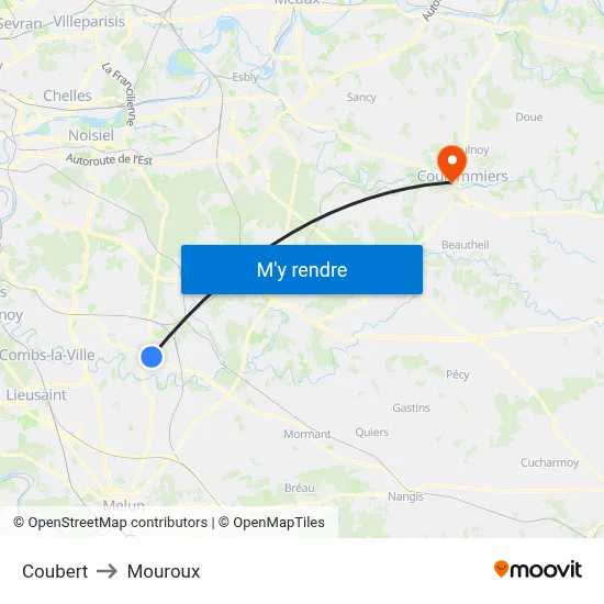 Coubert to Mouroux map