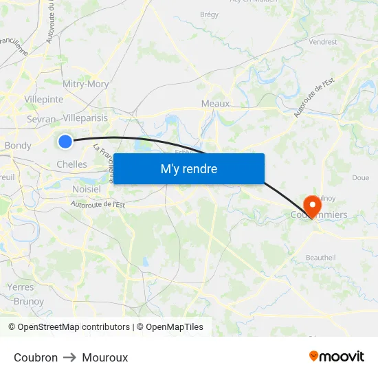 Coubron to Mouroux map