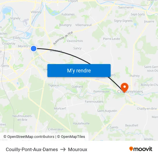 Couilly-Pont-Aux-Dames to Mouroux map