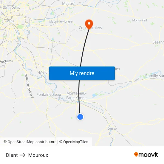 Diant to Mouroux map