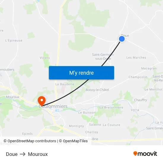 Doue to Mouroux map