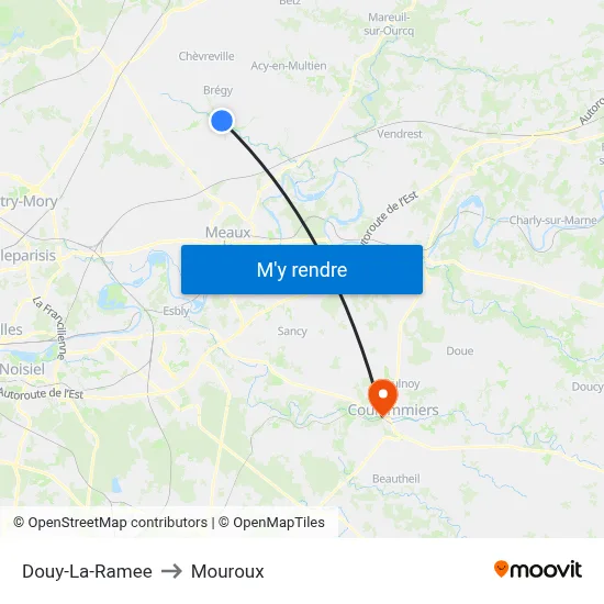 Douy-La-Ramee to Mouroux map