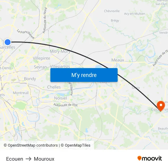 Ecouen to Mouroux map