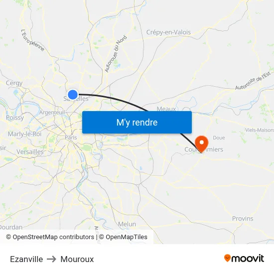 Ezanville to Mouroux map