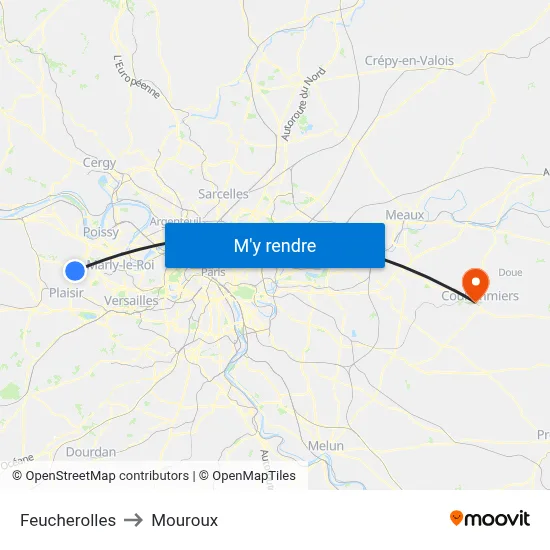 Feucherolles to Mouroux map