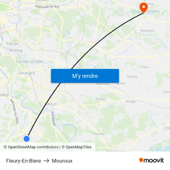 Fleury-En-Biere to Mouroux map