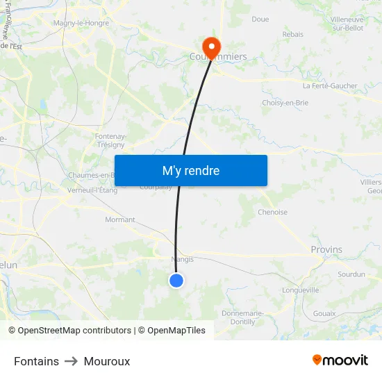 Fontains to Mouroux map