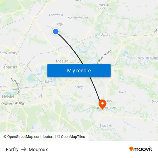 Forfry to Mouroux map