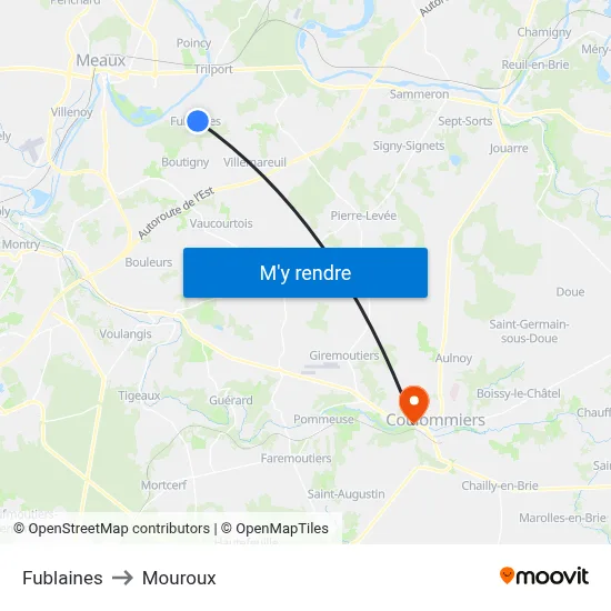 Fublaines to Mouroux map