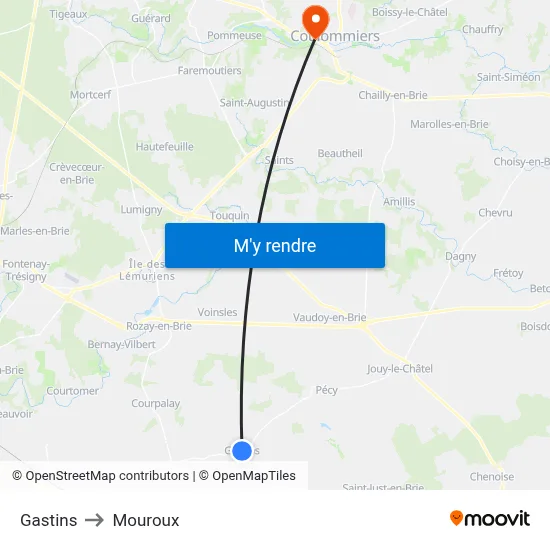 Gastins to Mouroux map