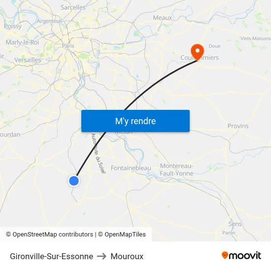 Gironville-Sur-Essonne to Mouroux map