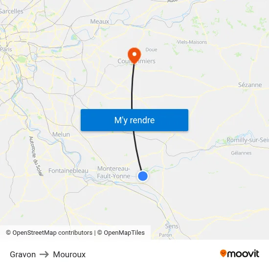 Gravon to Mouroux map