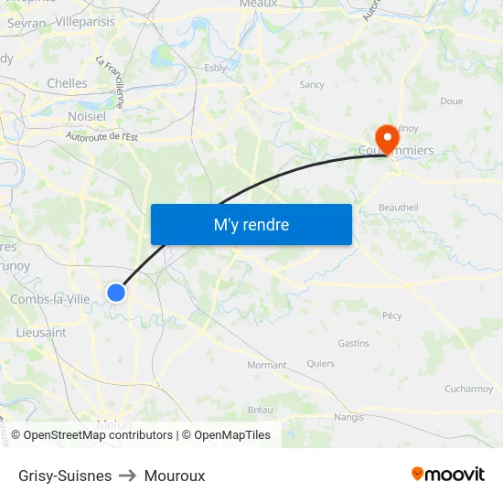 Grisy-Suisnes to Mouroux map