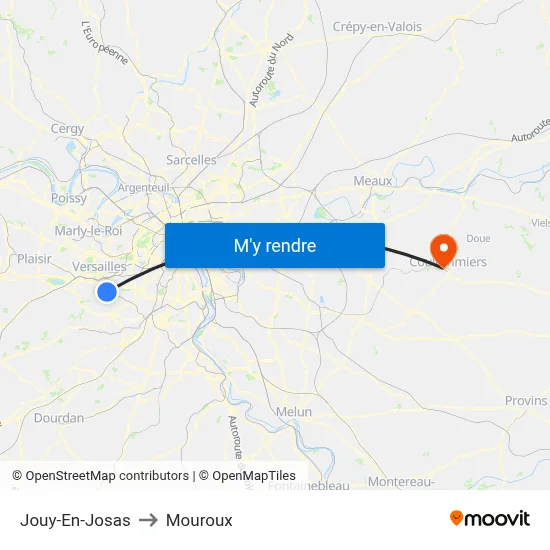 Jouy-En-Josas to Mouroux map