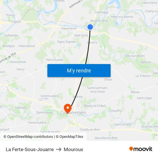 La Ferte-Sous-Jouarre to Mouroux map
