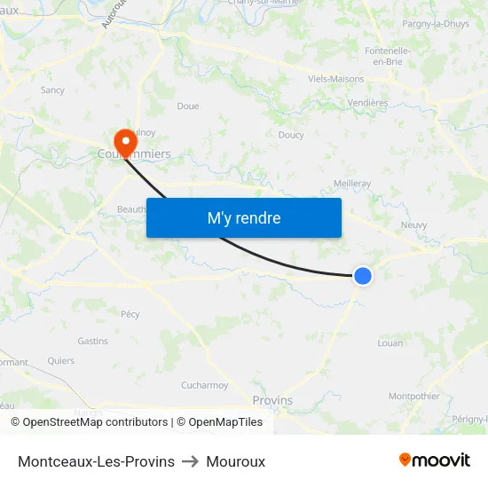 Montceaux-Les-Provins to Mouroux map