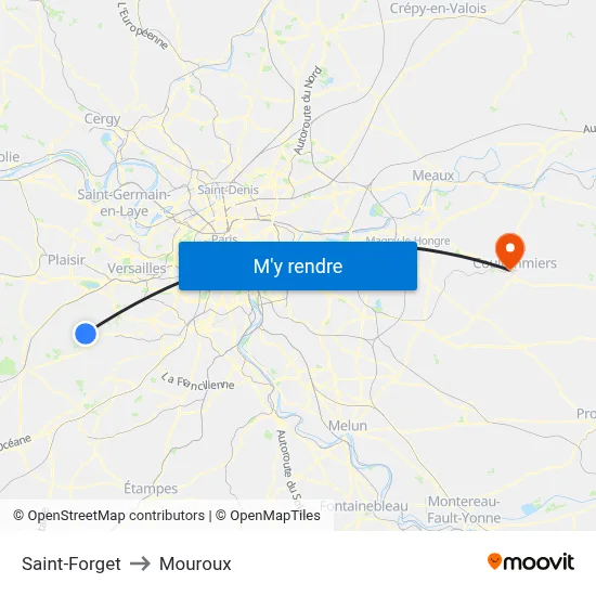 Saint-Forget to Mouroux map