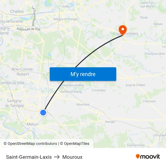 Saint-Germain-Laxis to Mouroux map