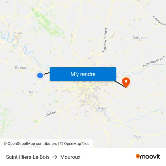 Saint-Illiers-Le-Bois to Mouroux map