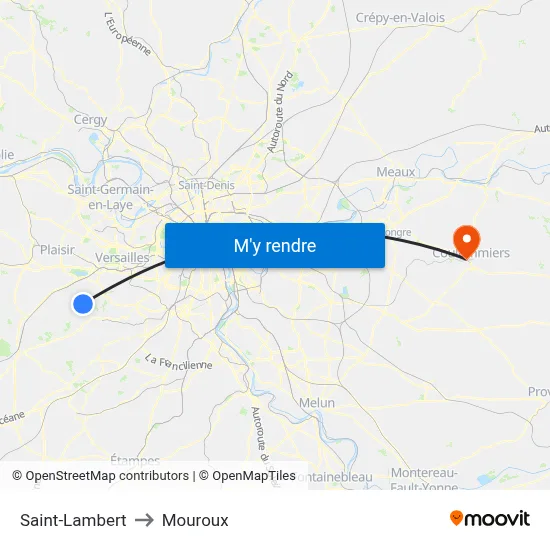 Saint-Lambert to Mouroux map